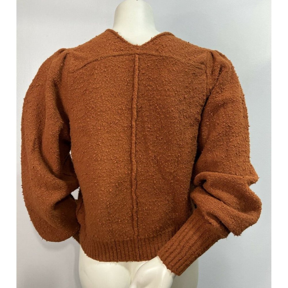 Free People Womens Sweater Reverie V-neck Sweater In Burnt Butter Size Small NEW - Picture 5 of 8